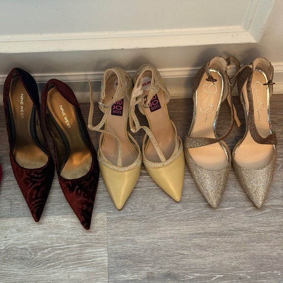 Nine West Red, Cream, and Gold Heels Collection - Picture 1 of 2